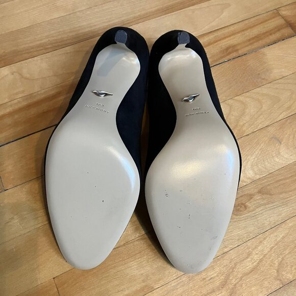 Diane von Furstenburg black suede almond toe stiletto heels size 10B - Picture 8 of 11